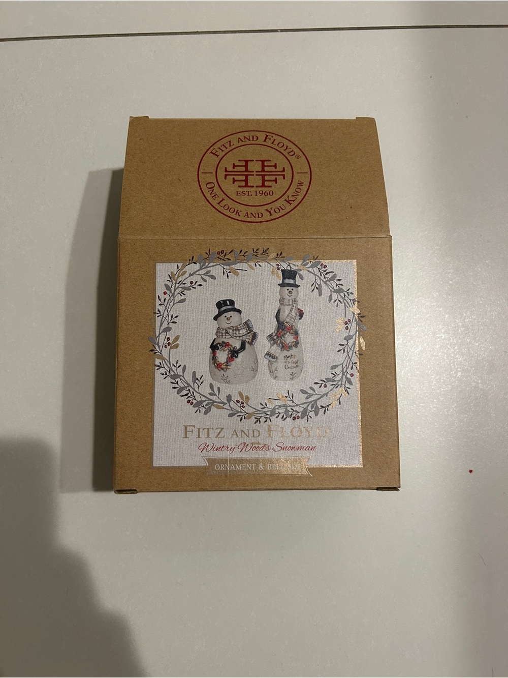 Fitz and Floyd Brown Cardboard Gift Box with White Price Label